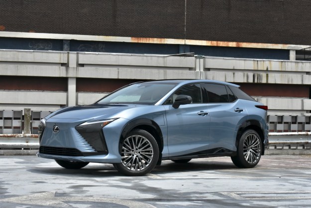 Front three quarter view of the 2023 Lexus RZ 450e.