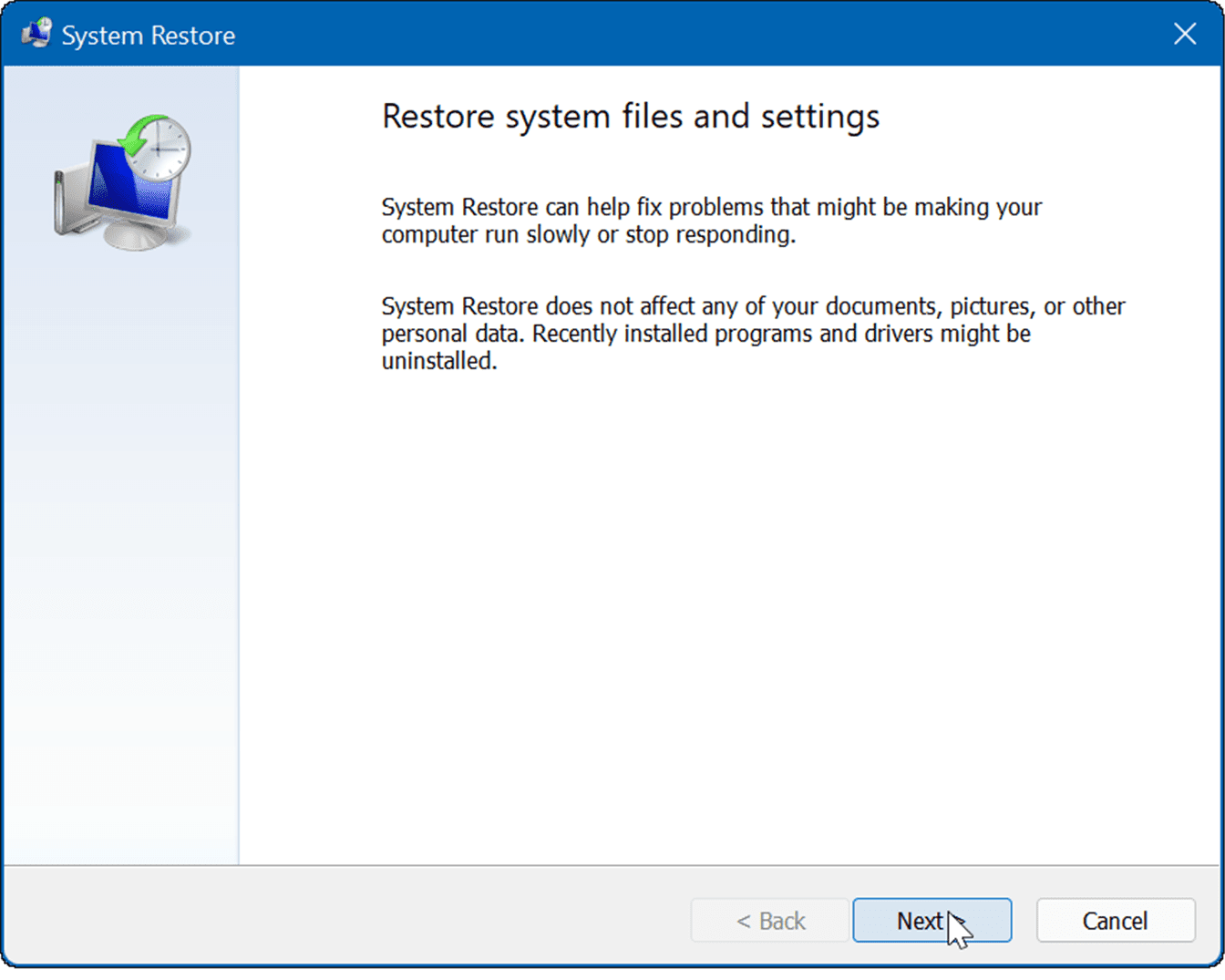Create a Restore Point on Windows 11