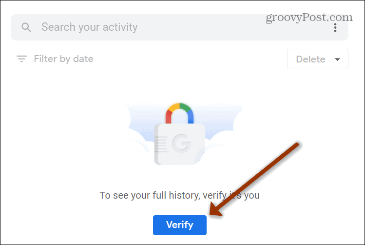 Verify Google Search History Button
